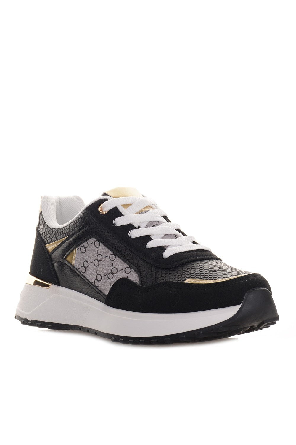 Γυναικεία Μαύρα Sneakers με γκρι λεπτομέρειες