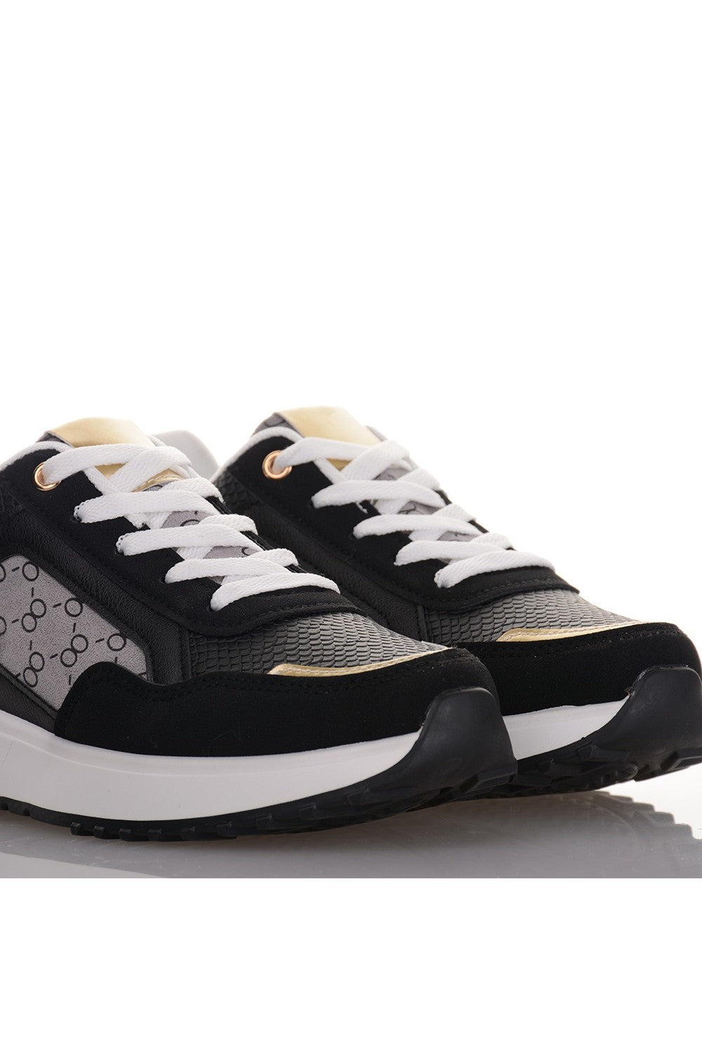 Γυναικεία Μαύρα Sneakers με γκρι λεπτομέρειες