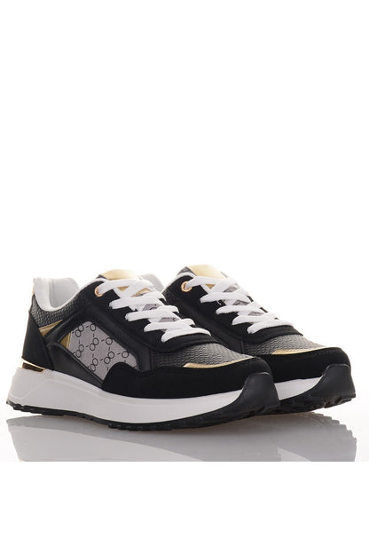 Γυναικεία Μαύρα Sneakers με γκρι λεπτομέρειες