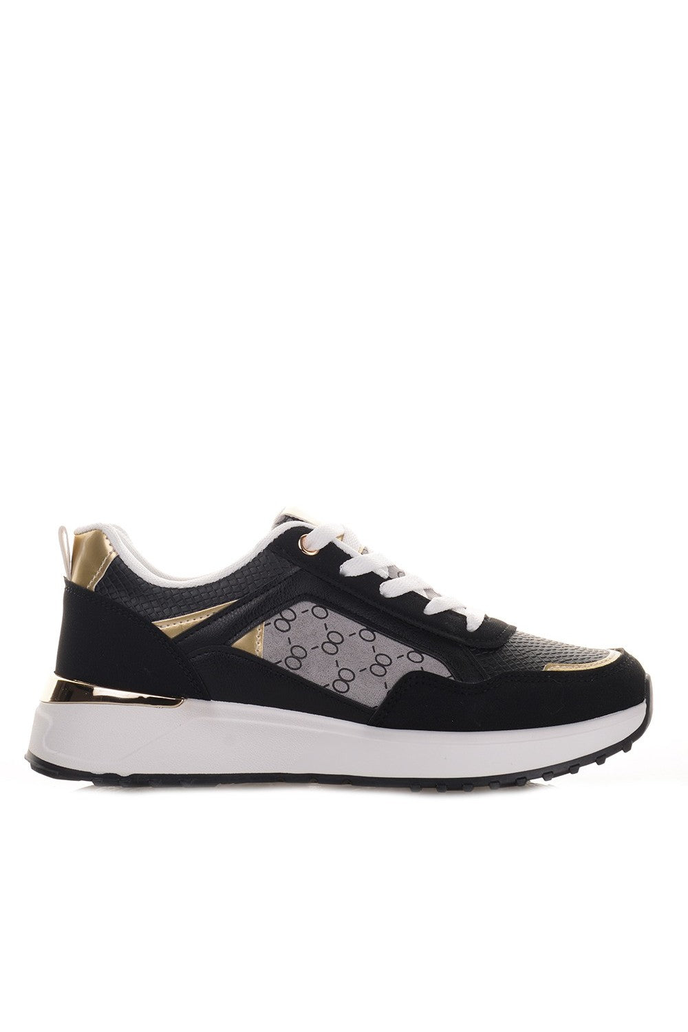 Γυναικεία Μαύρα Sneakers με γκρι λεπτομέρειες