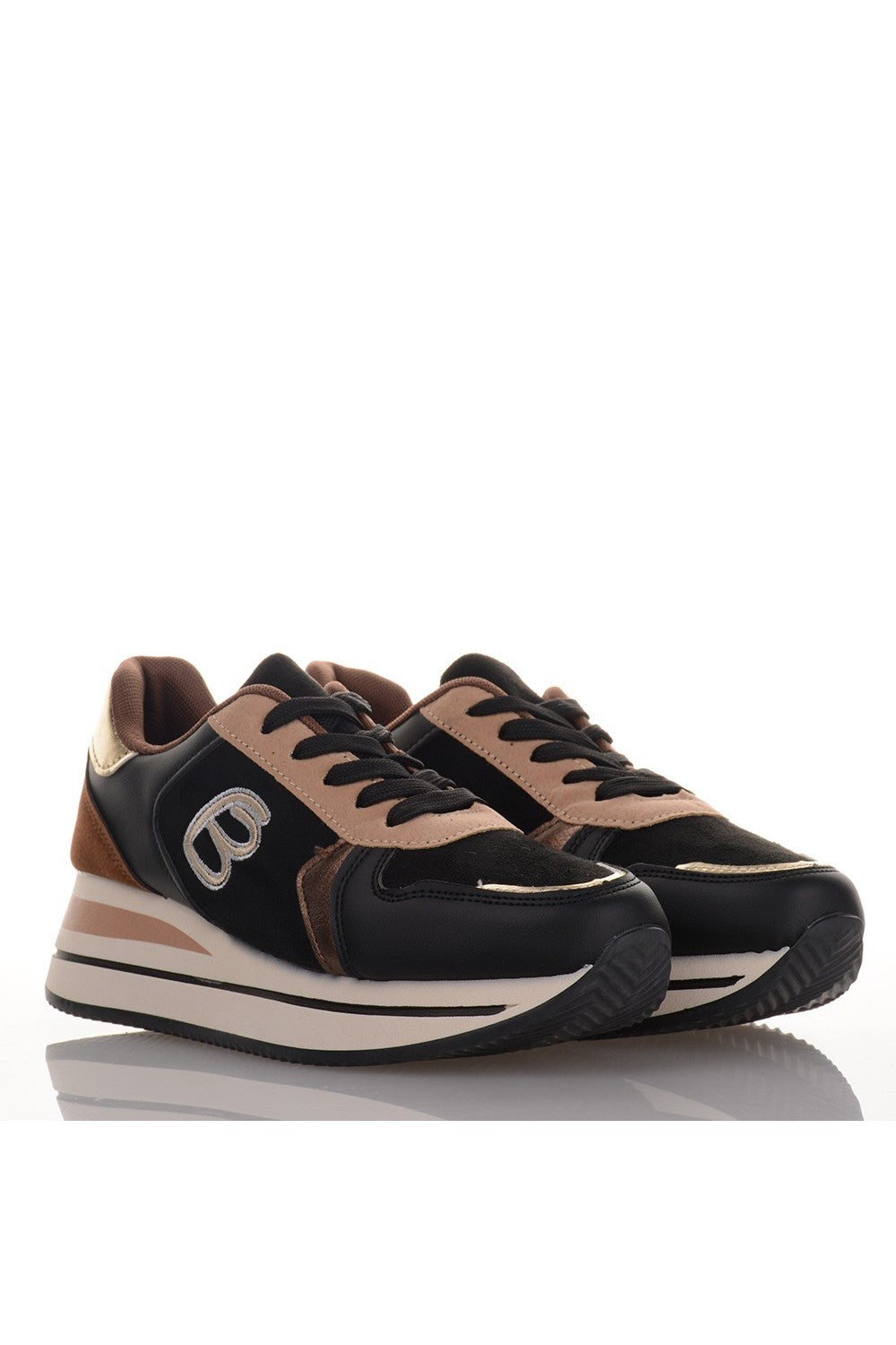 Γυναικεία Μαύρα Sneakers με λεπτομέρειες