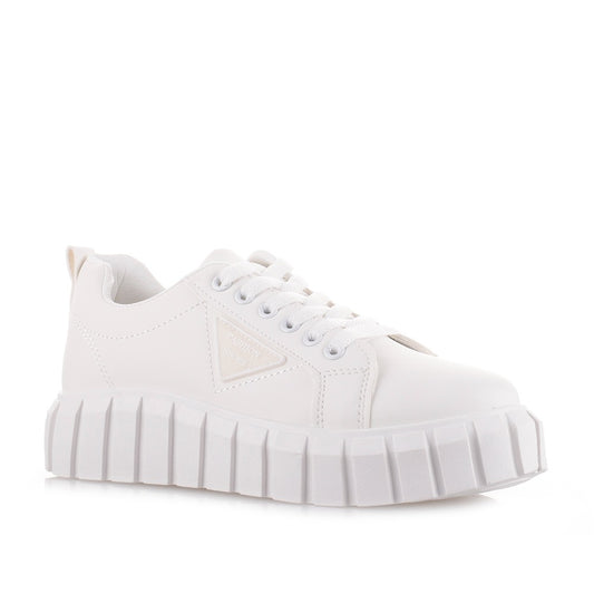 Λευκά γυναικεία sneakers με λευκή σόλα