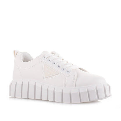 Λευκά γυναικεία sneakers με λευκή σόλα