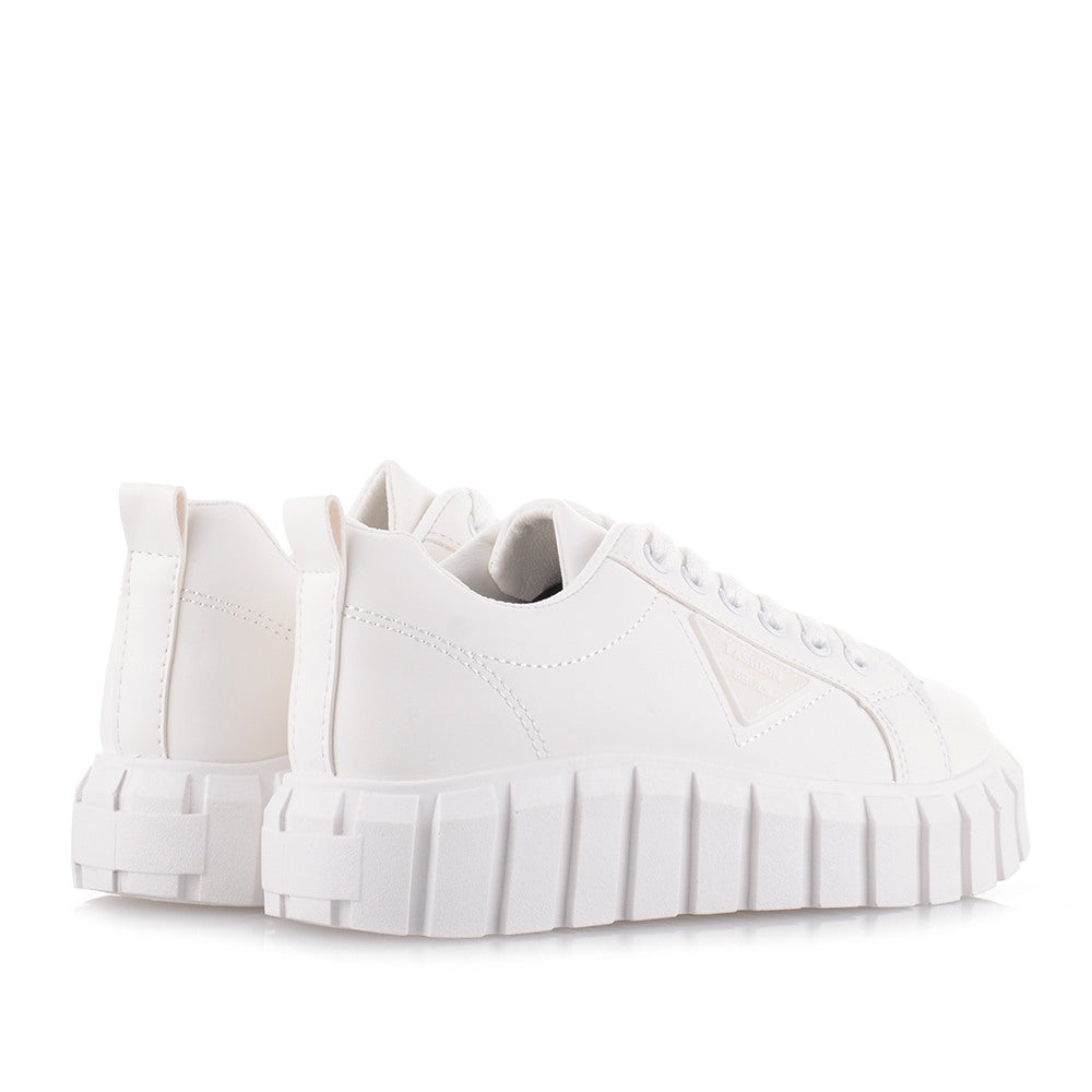 Λευκά γυναικεία sneakers με λευκή σόλα
