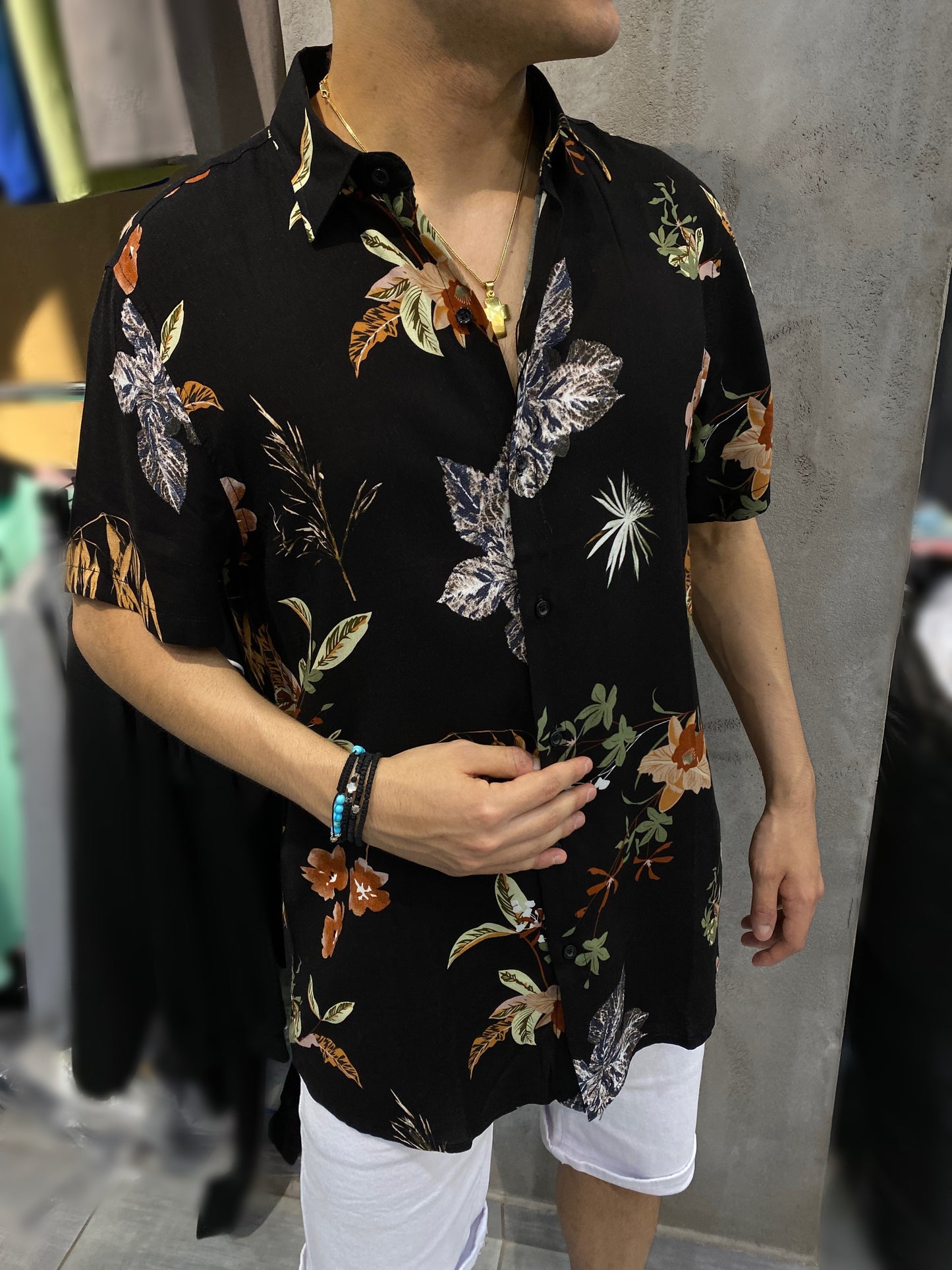 ΠΟΥΚΑΜΙΣΟ FLORAL  ΜΑΥΡΟ
