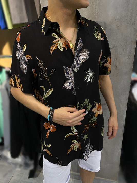 ΠΟΥΚΑΜΙΣΟ FLORAL  ΜΑΥΡΟ