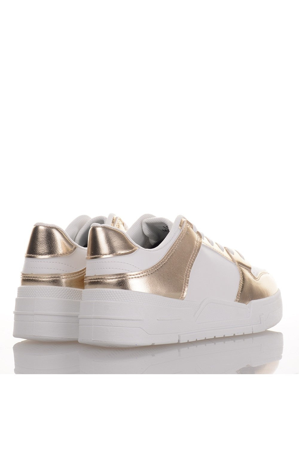 Γυναικεία Λευκά Sneakers με χρυσές λεπτομέρειες