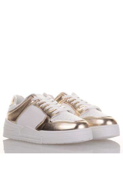 Γυναικεία Λευκά Sneakers με χρυσές λεπτομέρειες