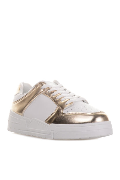Γυναικεία Λευκά Sneakers με χρυσές λεπτομέρειες
