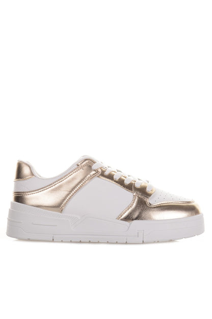 Γυναικεία Λευκά Sneakers με χρυσές λεπτομέρειες