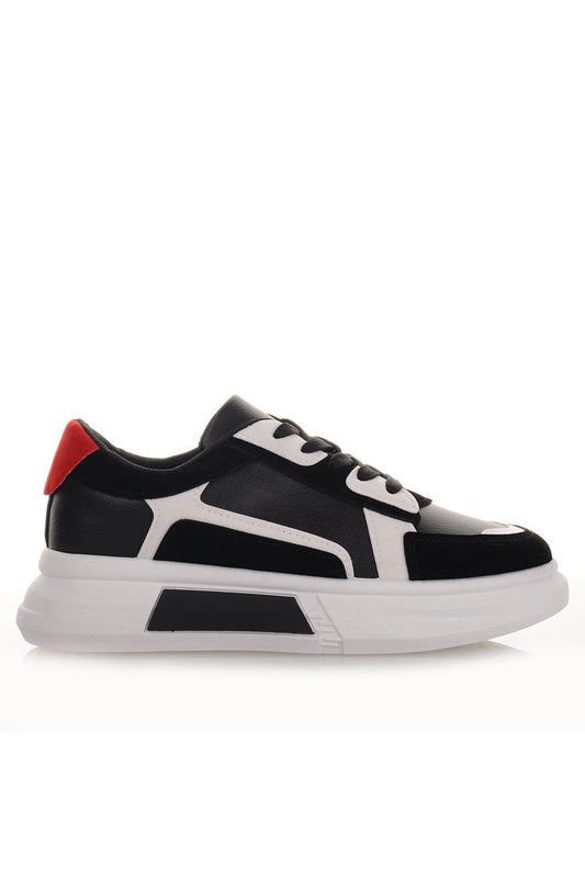 Μαύρα Γυναικεία Sneakers με άσπρες λεπτομέρειες