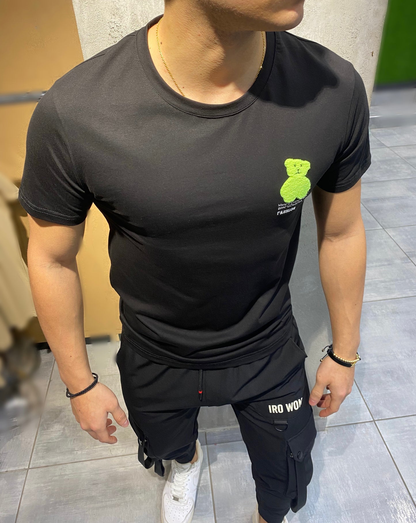 T-SHIRT BLACK GREEN 'TEDDY''