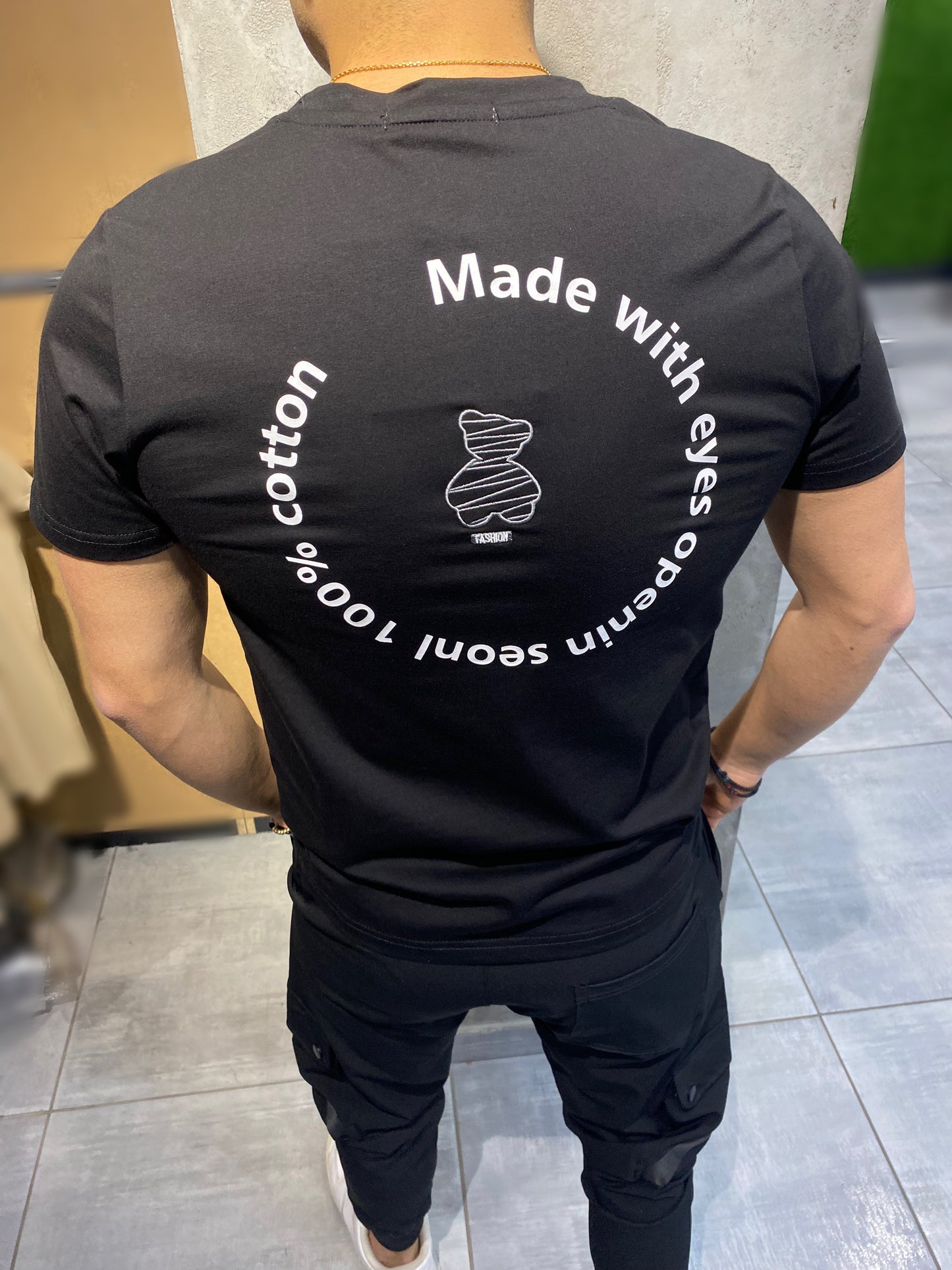 T-SHIRT BLACK GREEN 'TEDDY''