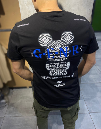 T-SHIRT BLACK BLUE ''MOUSE''